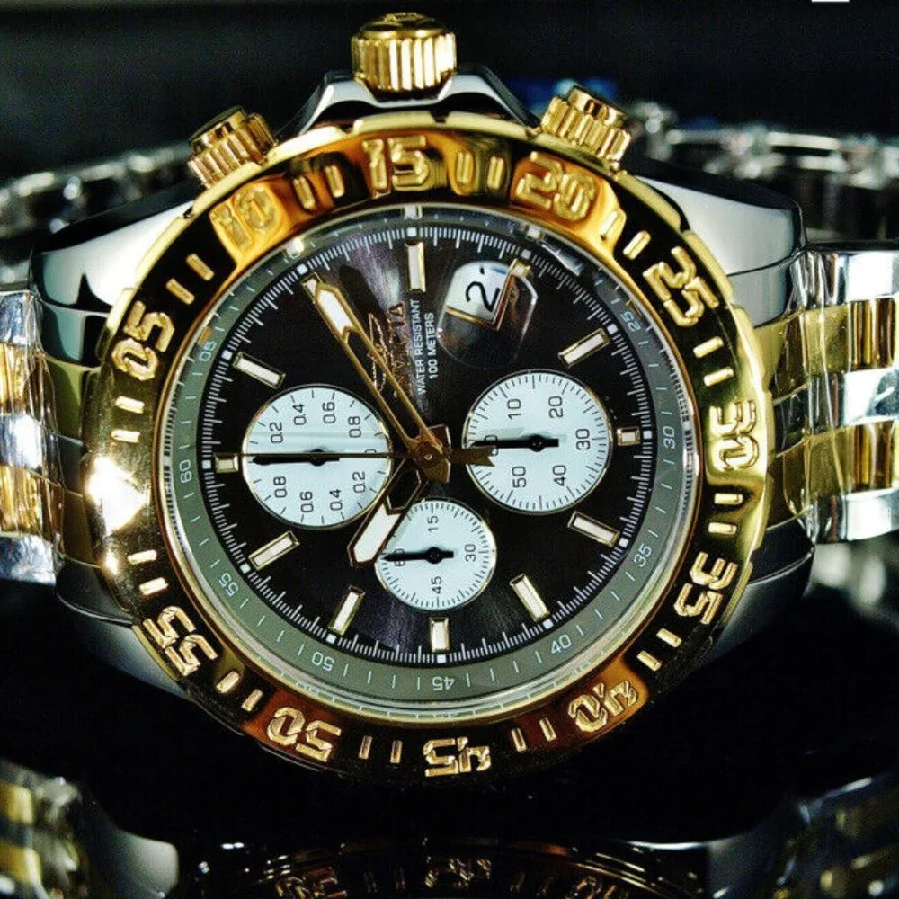 Invicta Two Tone 18k Gold Men Watch